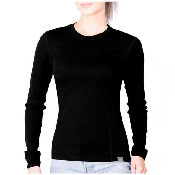 Meriwool Layers Women's Sz S Black Merino 250g Base Layer Long Sleeve Top Shirt - Picture 1 of 16